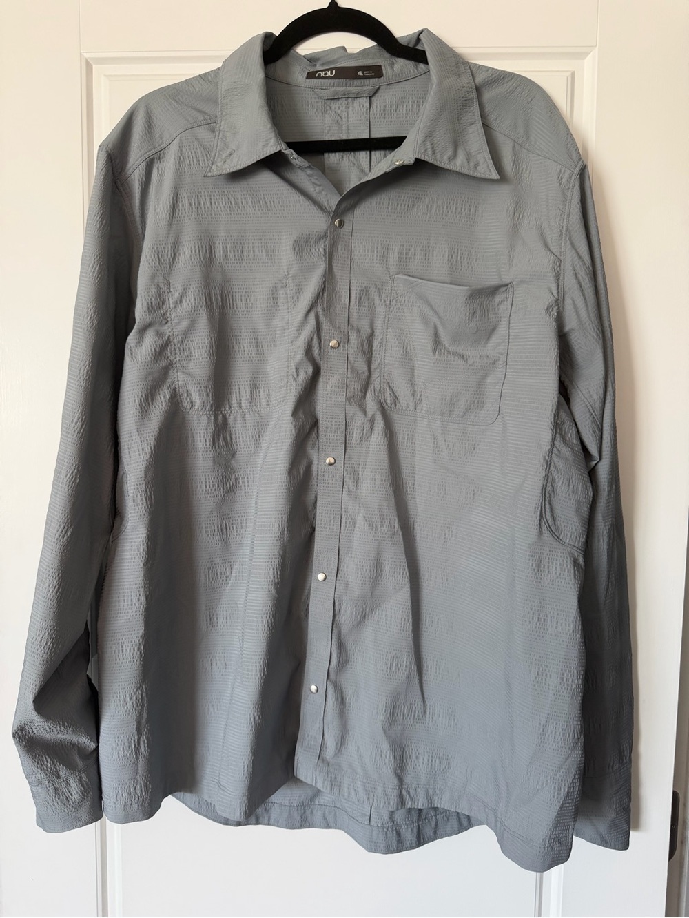 Nau Light Gray Textured Button-Up Shirt